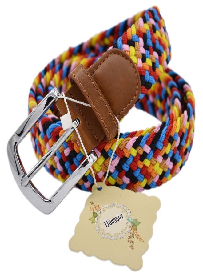VONSELY Stretch Belt, Elastic Belts Braided Fabric Belt Colorful Woven Belts for Men and Women,Candy Color - Image 2